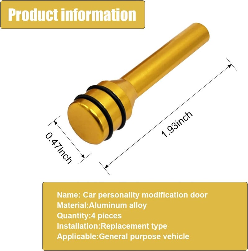 ZIMISI 4PCS Car Door Lock Knobs, 1.93" x 0.47" Safety Door Lock Cover, Aluminum Alloy Car Inner Door Pull Pins Replacement, Door Lift Bolt Decorative Accessory for Cars, SUVs, Trucks (Gold) - Image 2